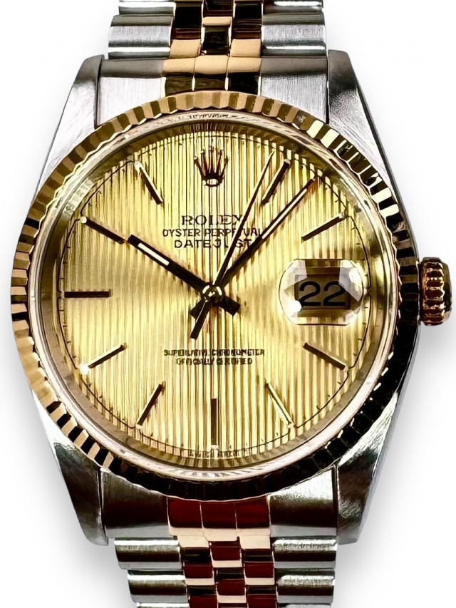 Rolex 16233 Yellow Gold & Steel on Jubilee, Fluted Bezel Champagne with Gold Index