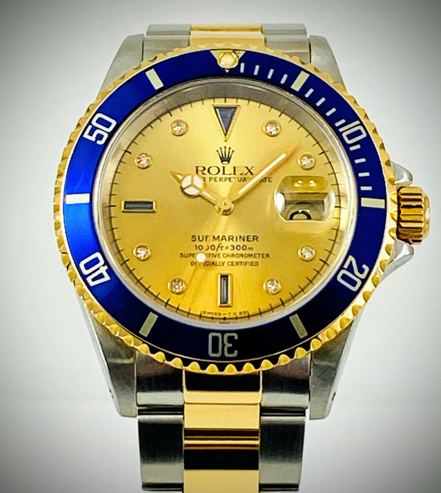 Rolex 16613 Yellow Gold & Steel on Oyster Champagne Diamond Dial