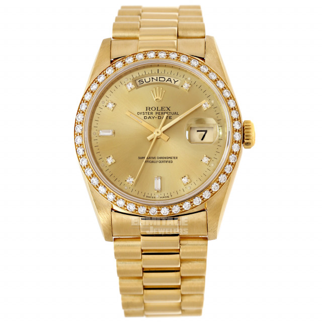 Pre-Owned Yellow Gold Rolex Day-Date 18238 with Champagne Dial