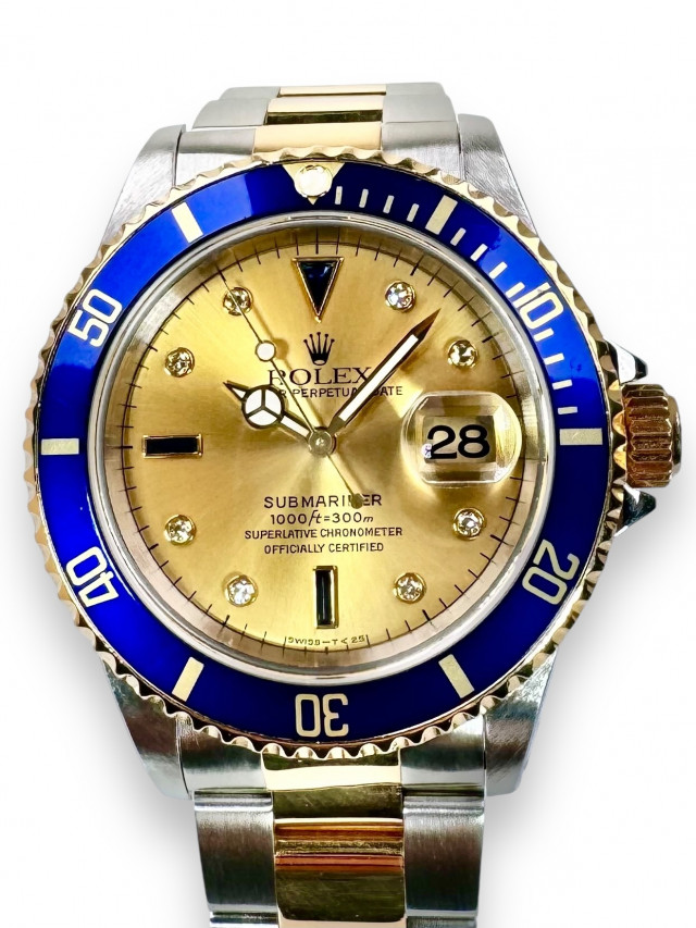 Rolex 16613 Yellow Gold & Steel on Oyster Champagne Diamond Dial