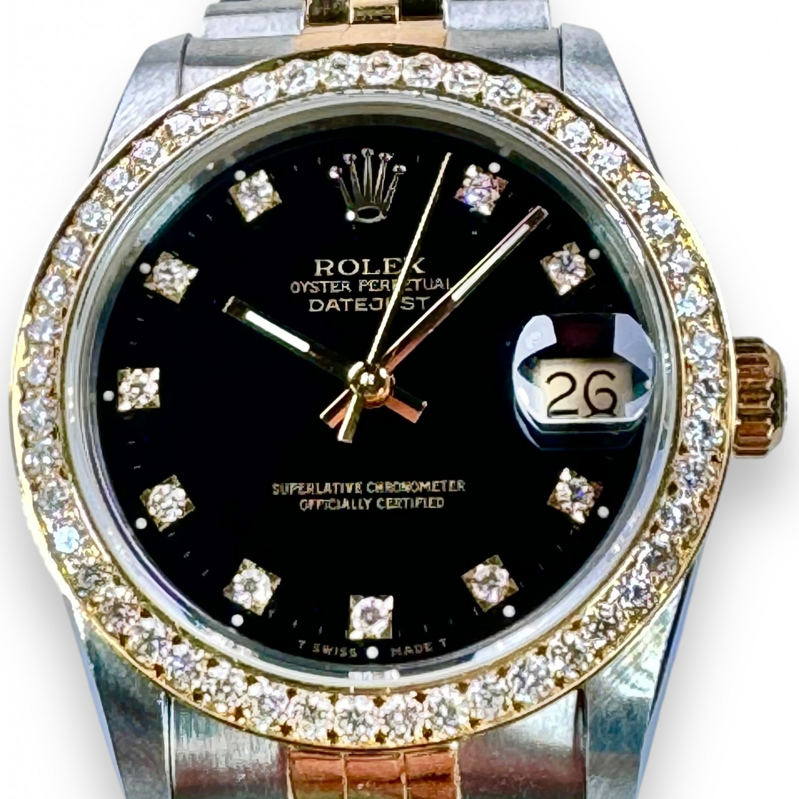 Buy, Trade Sell Mid Size Rolex Datejust 68273 Custom Set Diamond