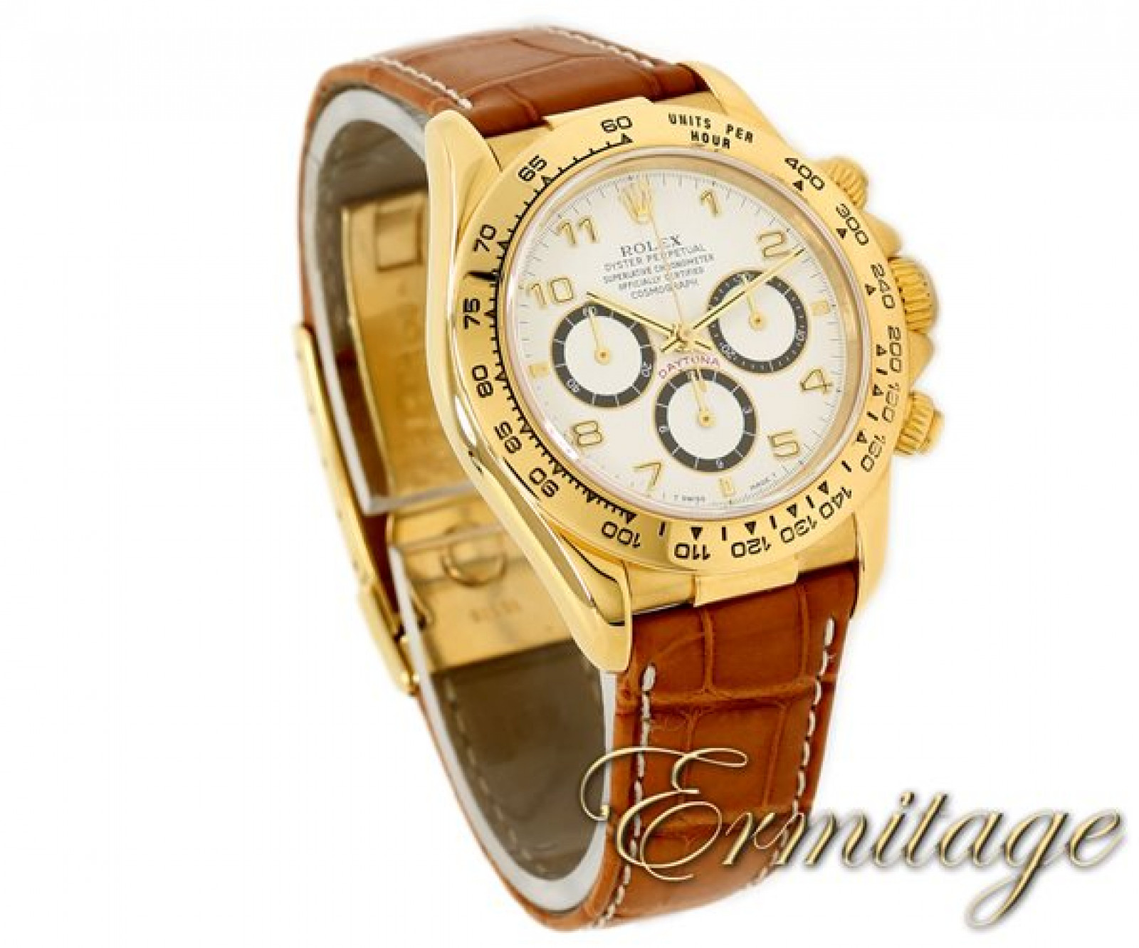 Rolex 16518 Yellow Gold on Strap White with Luminous Arabic & Gold ...