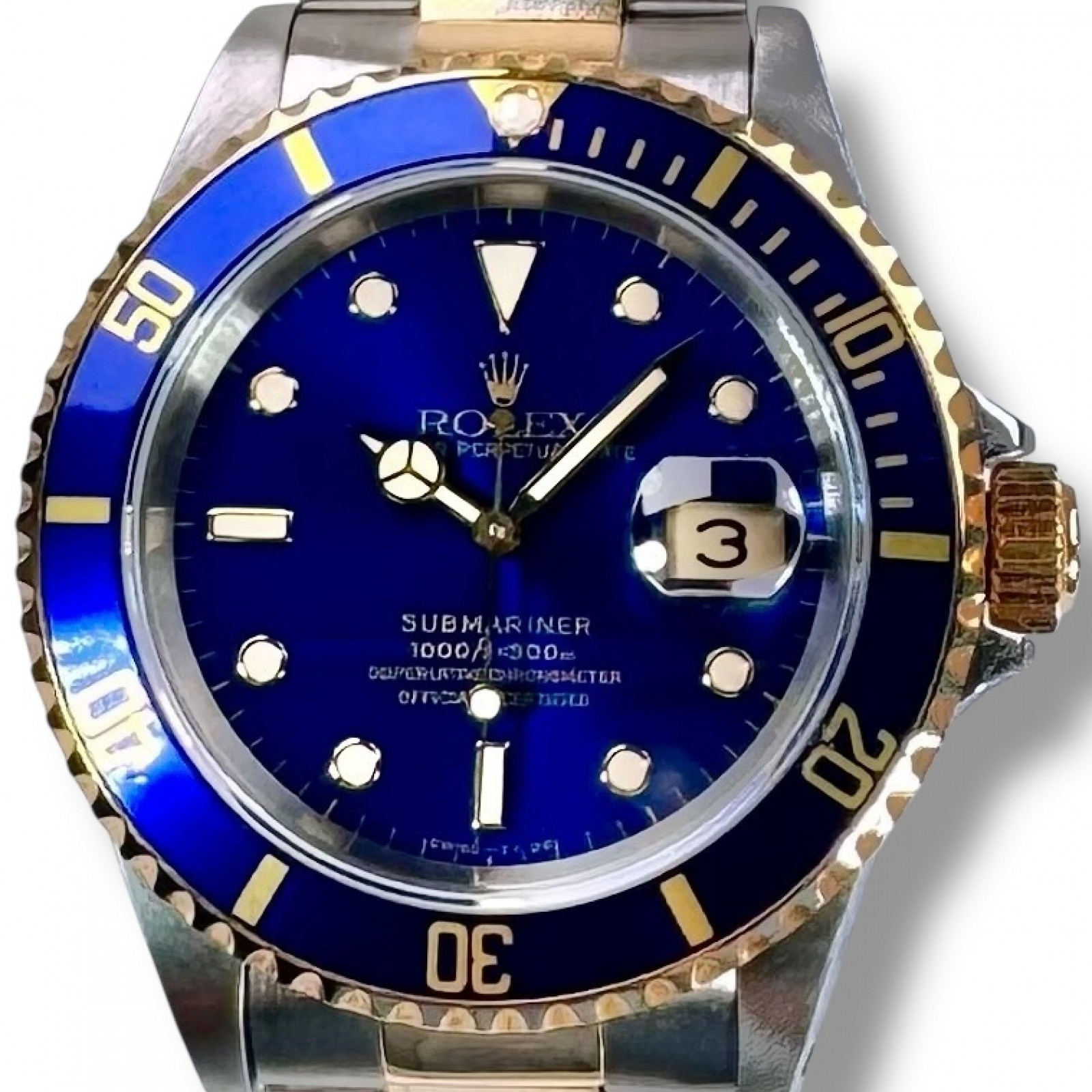 Blue 40 mm Rolex Submariner 16613 Gold Steel 2001 Ermitage