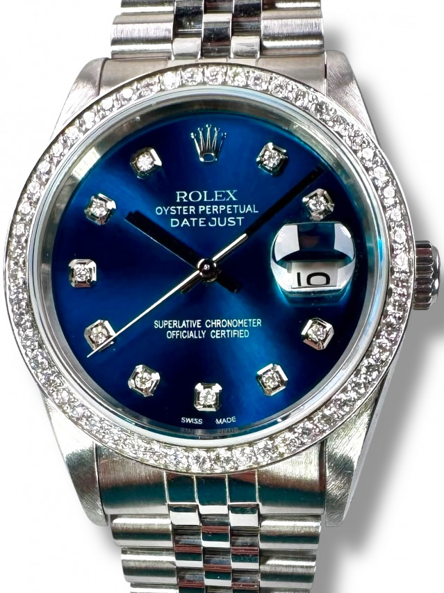 Diamond Rolex Datejust 16220 Stainless Steel
