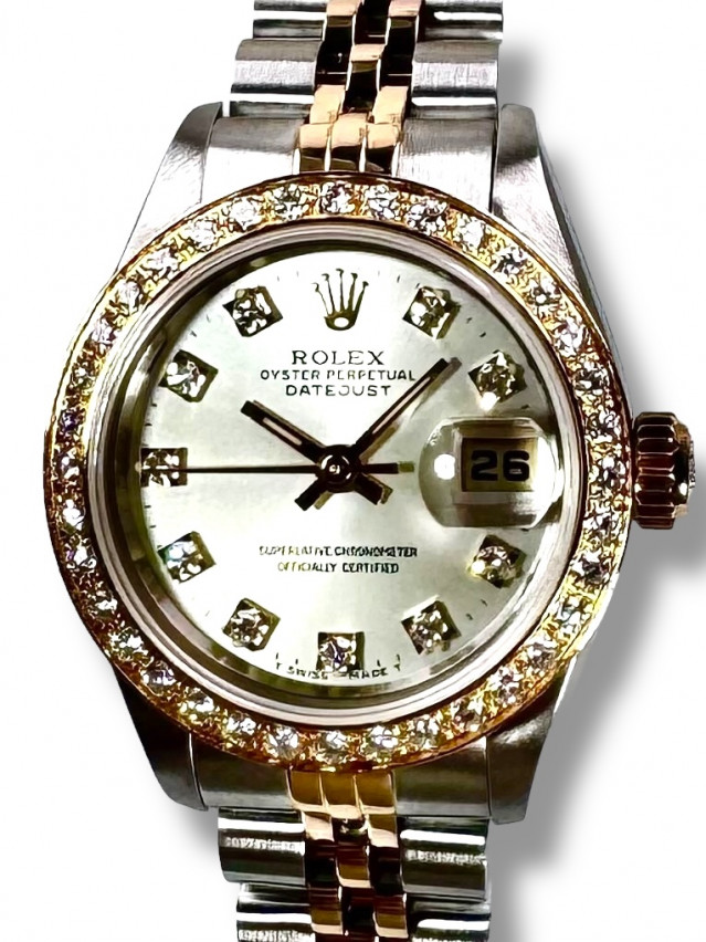 Ladies Rolex Datejust 69173 Silver Diamond Dial