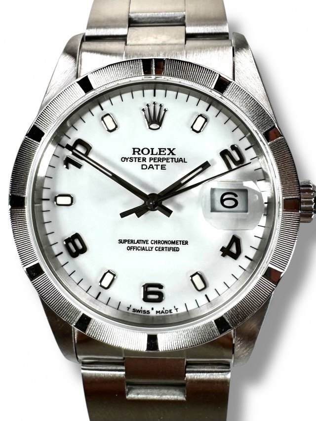 Rolex Date 15210 Stainless Steel 34mm White Dial