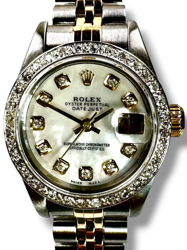 Rolex 69173 Yellow Gold & Steel on Jubilee, Fluted Bezel Champagne Diamond Dial
