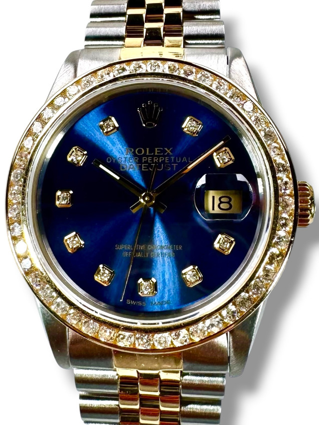 Diamond Rolex Datejust 16013 Blue Dial