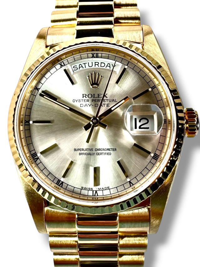 Rolex Day-Date 18038 18KT Yellow Gold 36 mm Silver Dial
