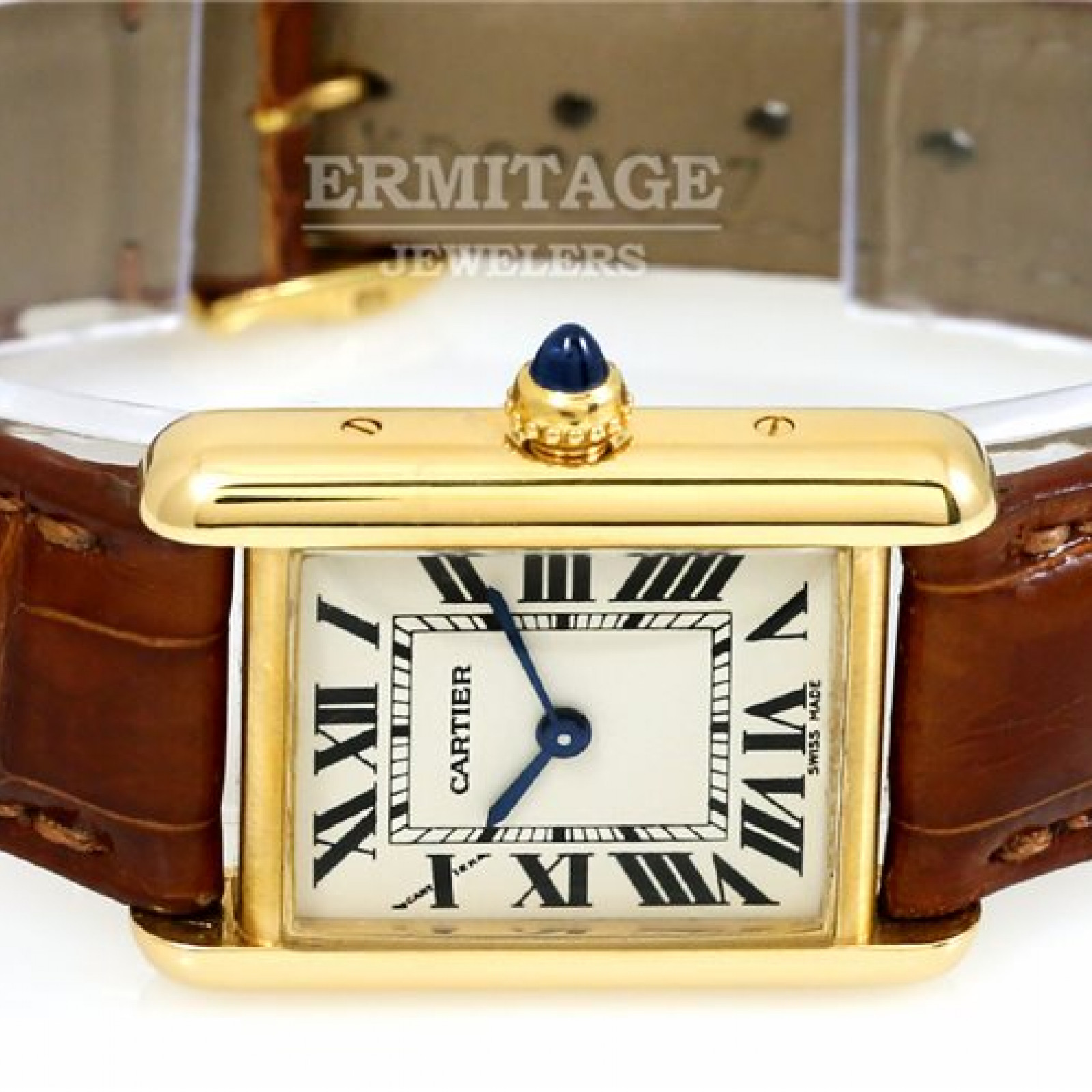Cartier Tank Louis Yellow Gold Brown Strap Ladies Watch W1529856