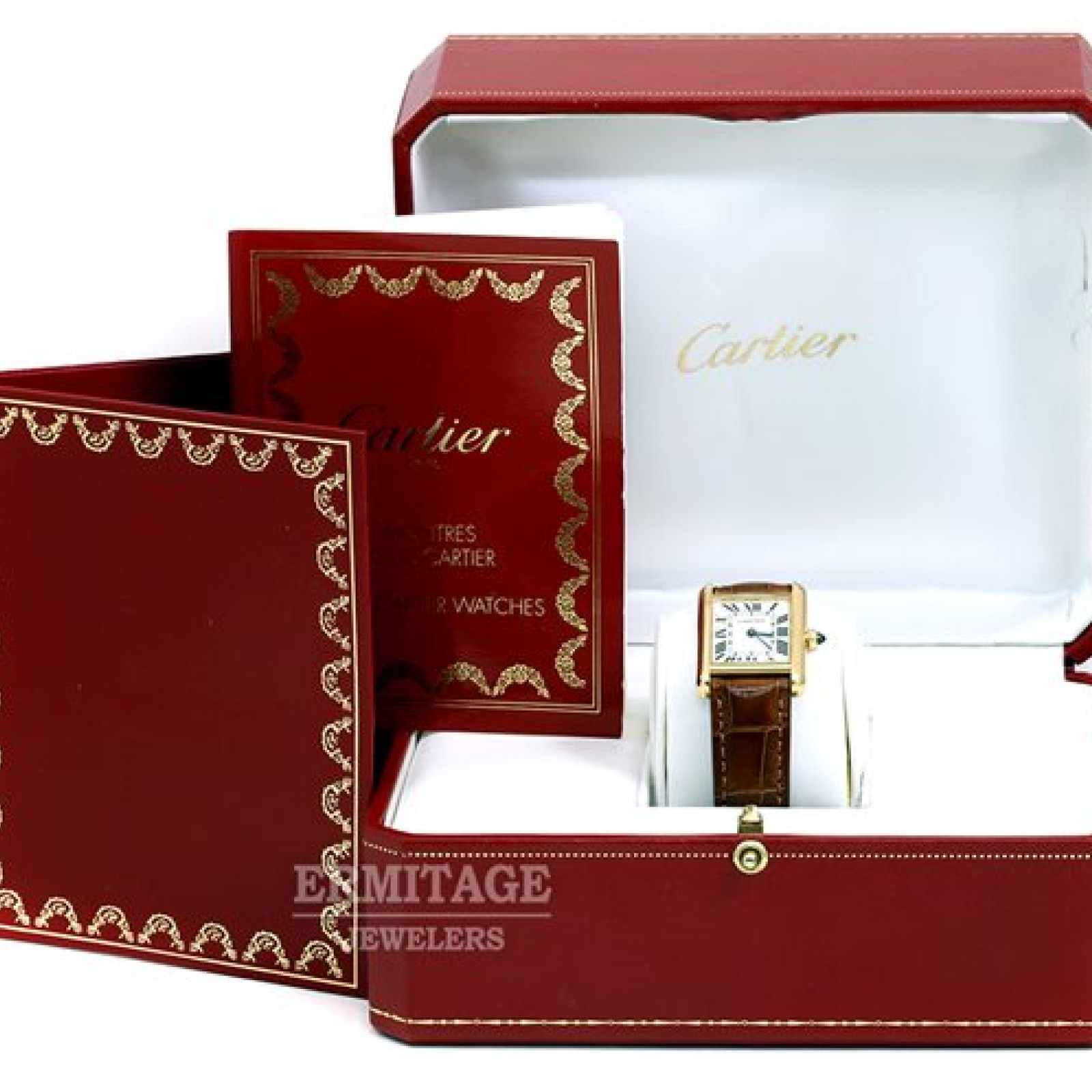 Cartier Tank Louis Small Yellow Gold Brown Strap Ladies Watch W1529856 29 x  22 mm Cartier