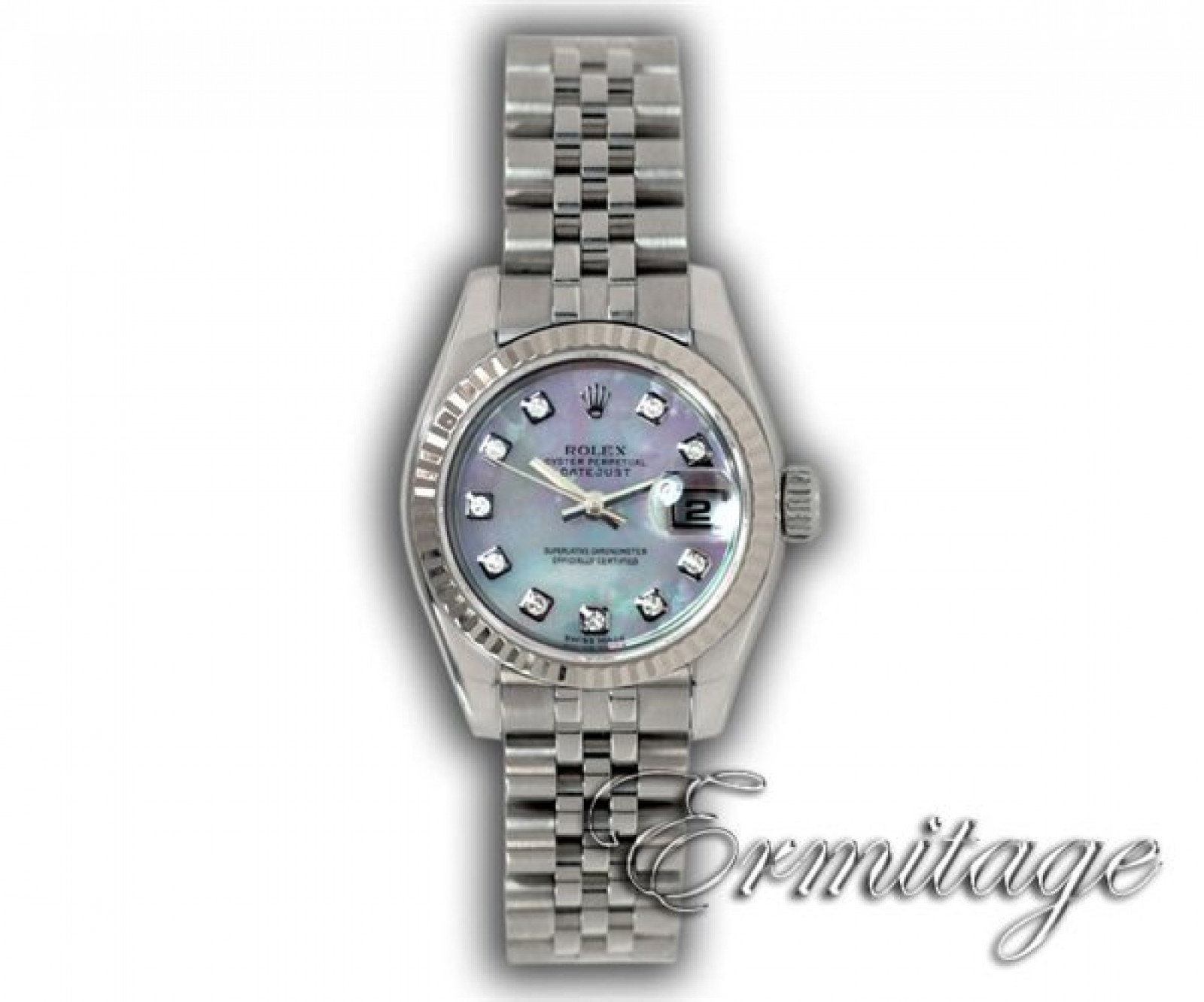 White Diamond Dial Rolex Datejust 179174 with White Gold
