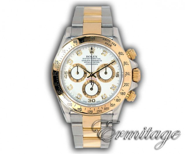 Rolex 116523 Yellow Gold & Steel on Oyster White Diamond Dial