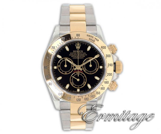 Rolex 116523 Yellow Gold & Steel on Oyster Black with Luminous Index on Gold