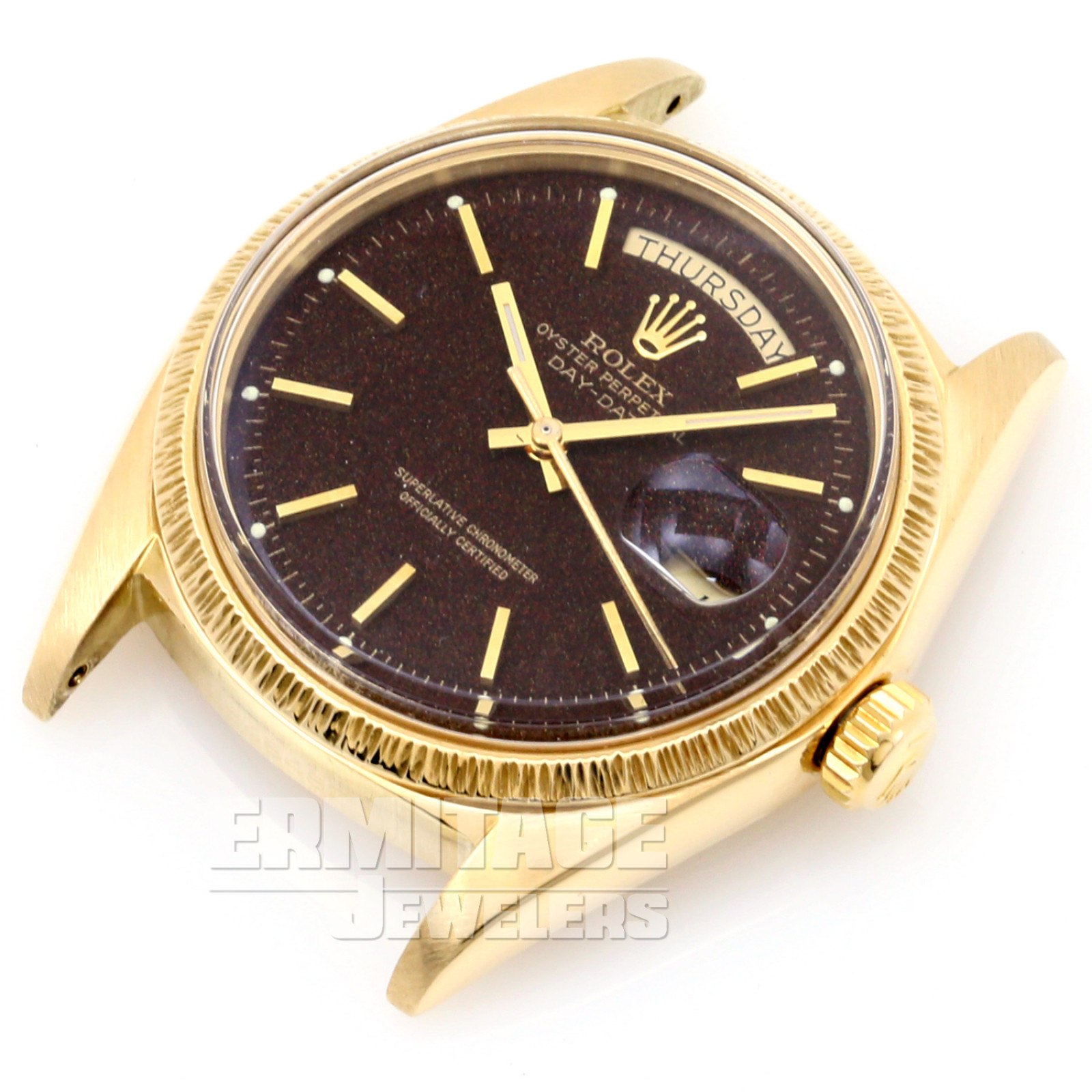 Vintage Rolex 1807 36 mm Yellow Gold on President, Bark Finish Bezel