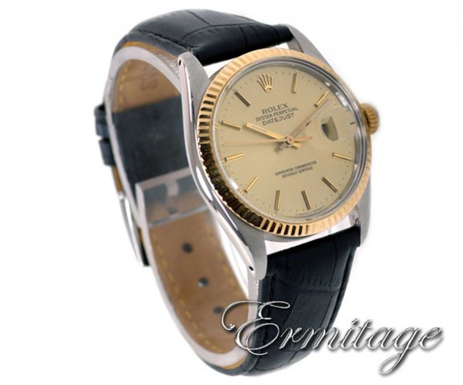 Rolex Datejust 16013 Gold & Steel with Leather Strap