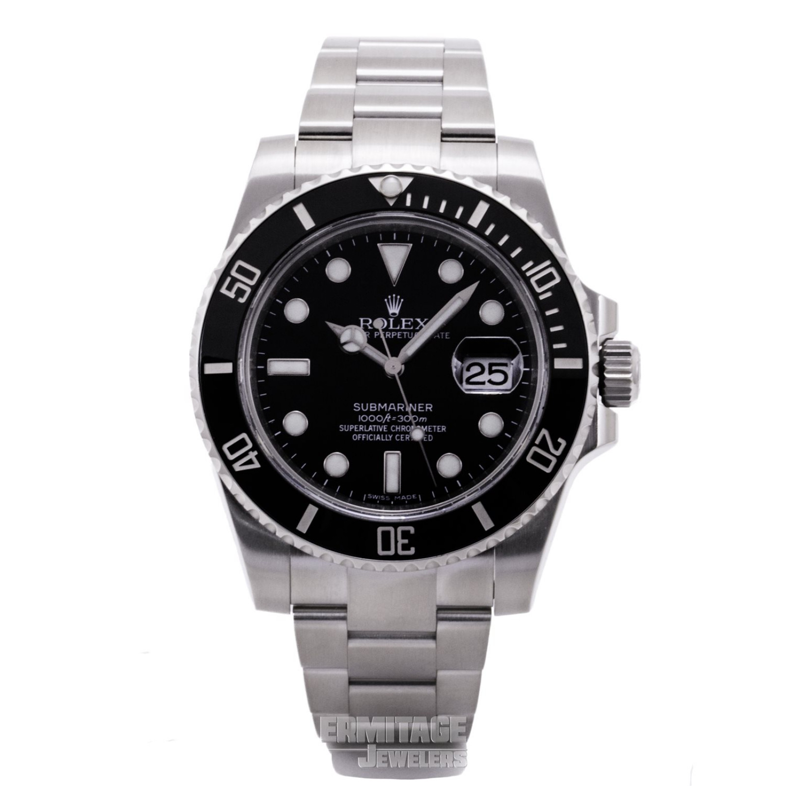 Rolex Submariner 116610 40 mm with Luminous Dots & Index On Steel on Black