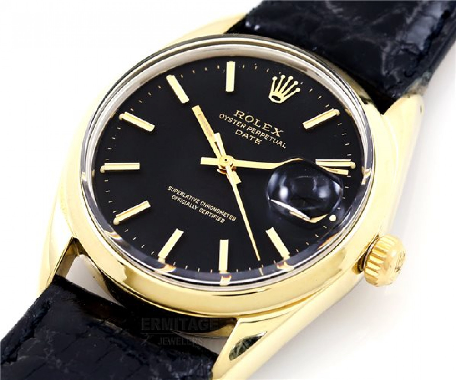 Vintage Rolex Date 1550 Gold with Black Dial