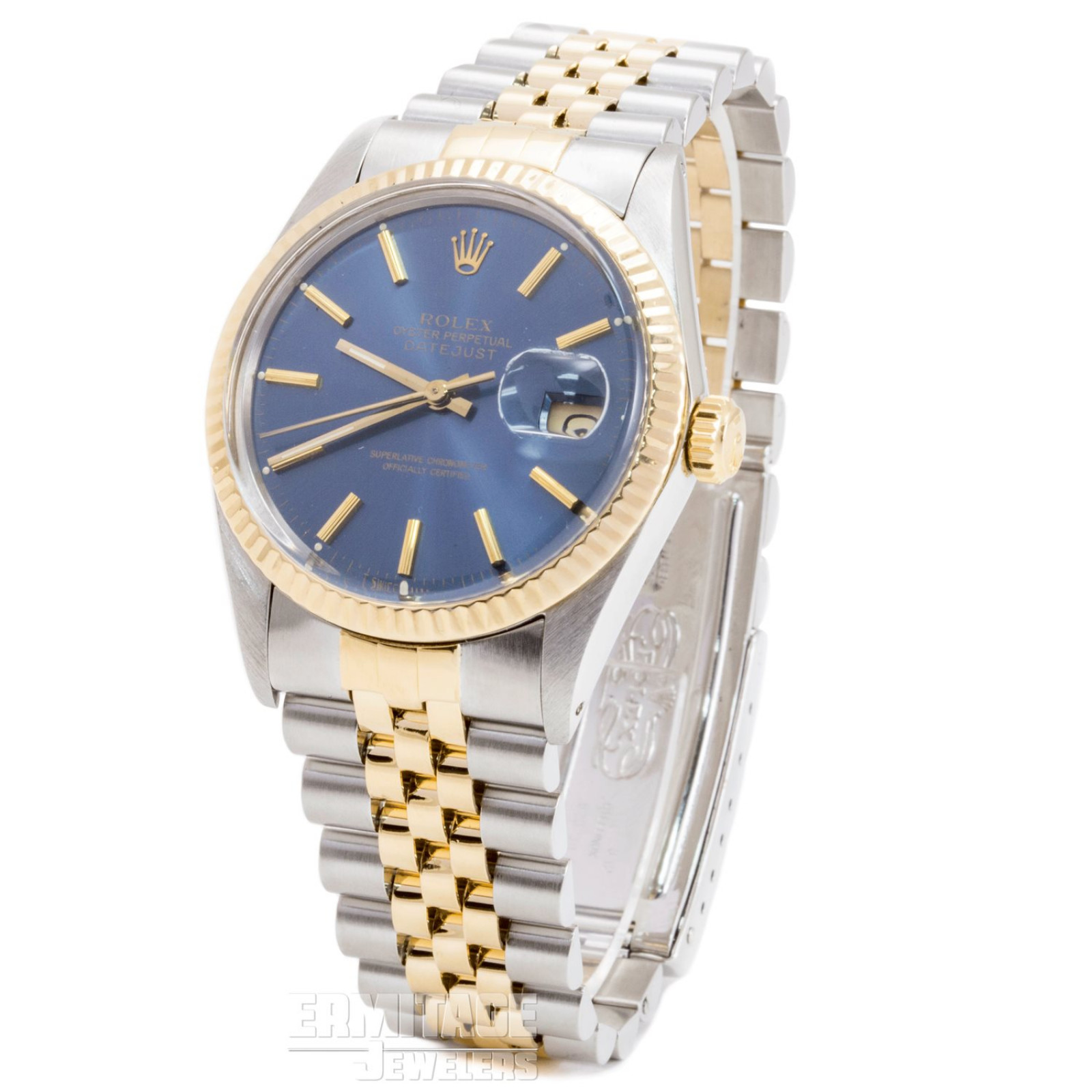 36 mm Rolex Datejust 16013 Gold & Steel on Jubilee with Blue Dial