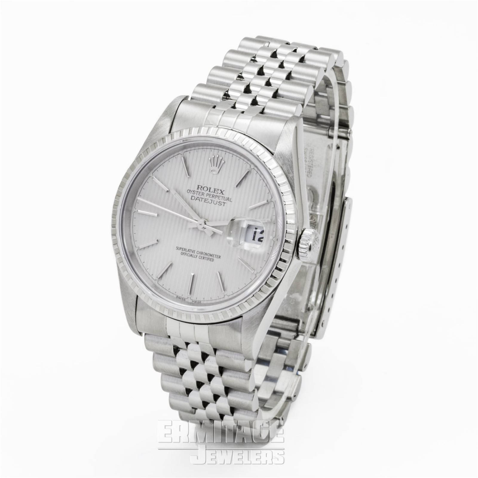 36 mm Rolex Datejust 16220 Steel on Jubilee with Silver Dial