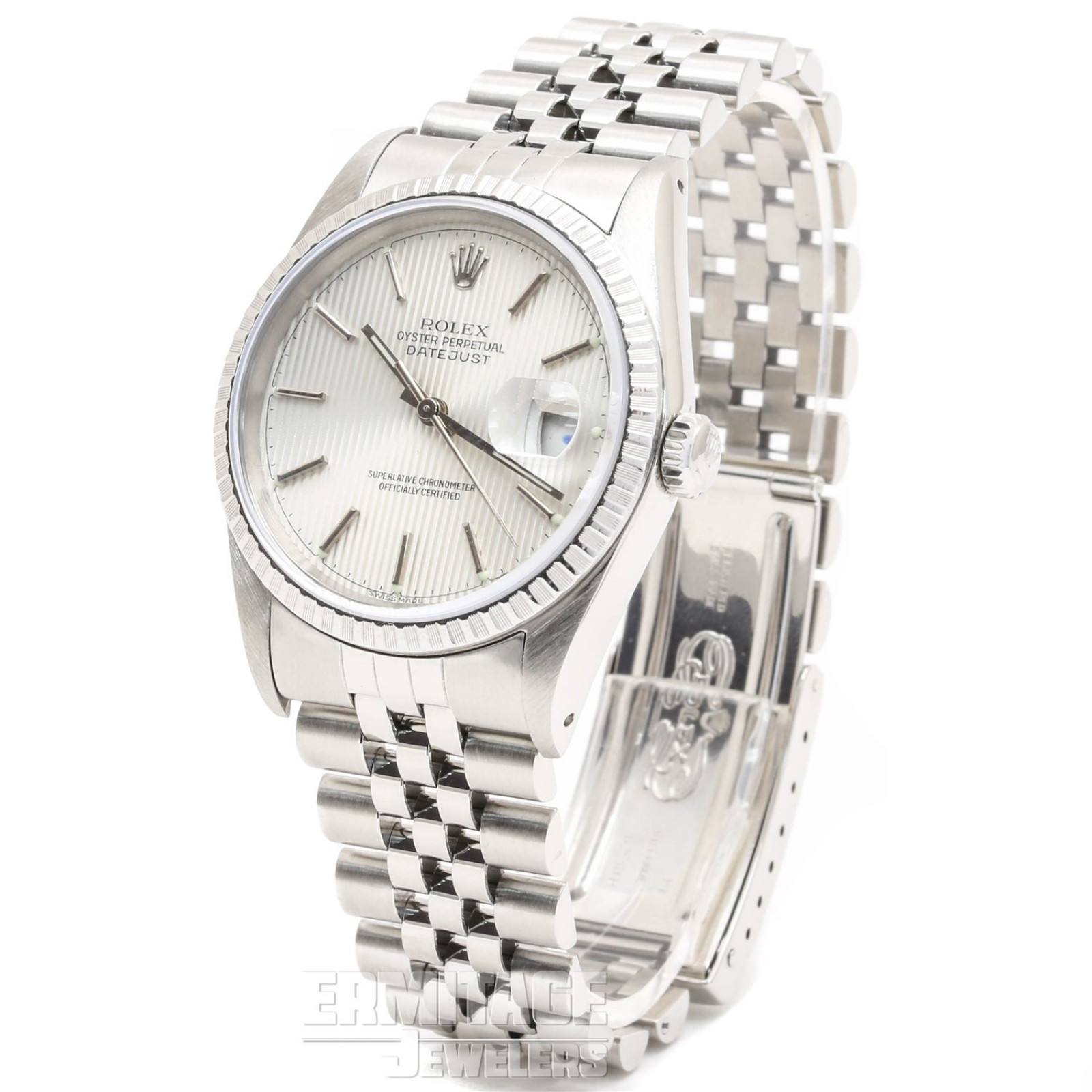 Pre-Owend Rolex Datejust 16220 with Steel Tapestry Dial