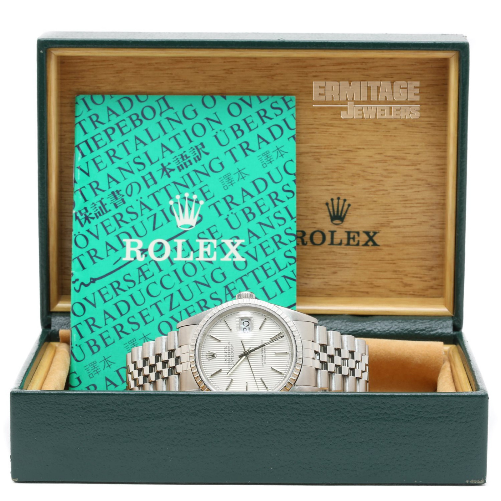 Pre-Owend Rolex Datejust 16220 with Steel Tapestry Dial