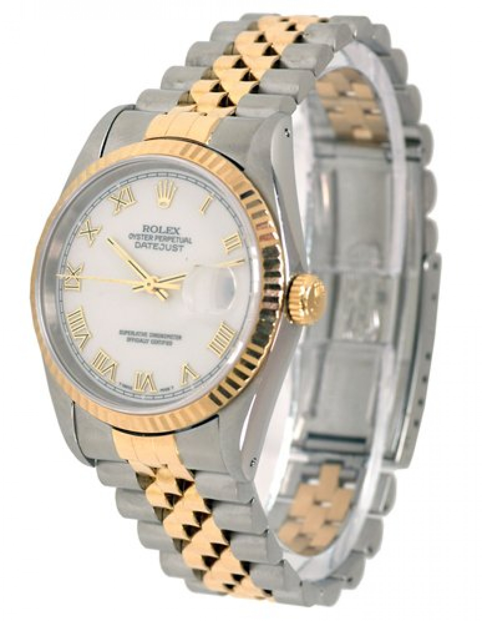 Rolex Datejust 16233 Gold & Steel With White Dial