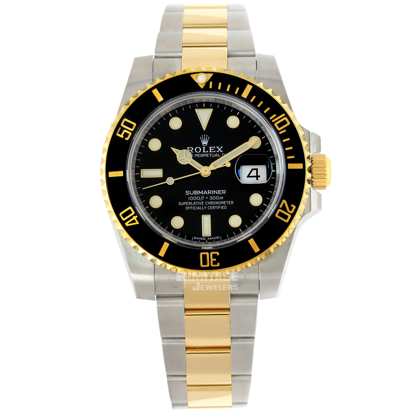 Pre-Owned Yellow Gold Rolex Submariner 116613 with Black Dial