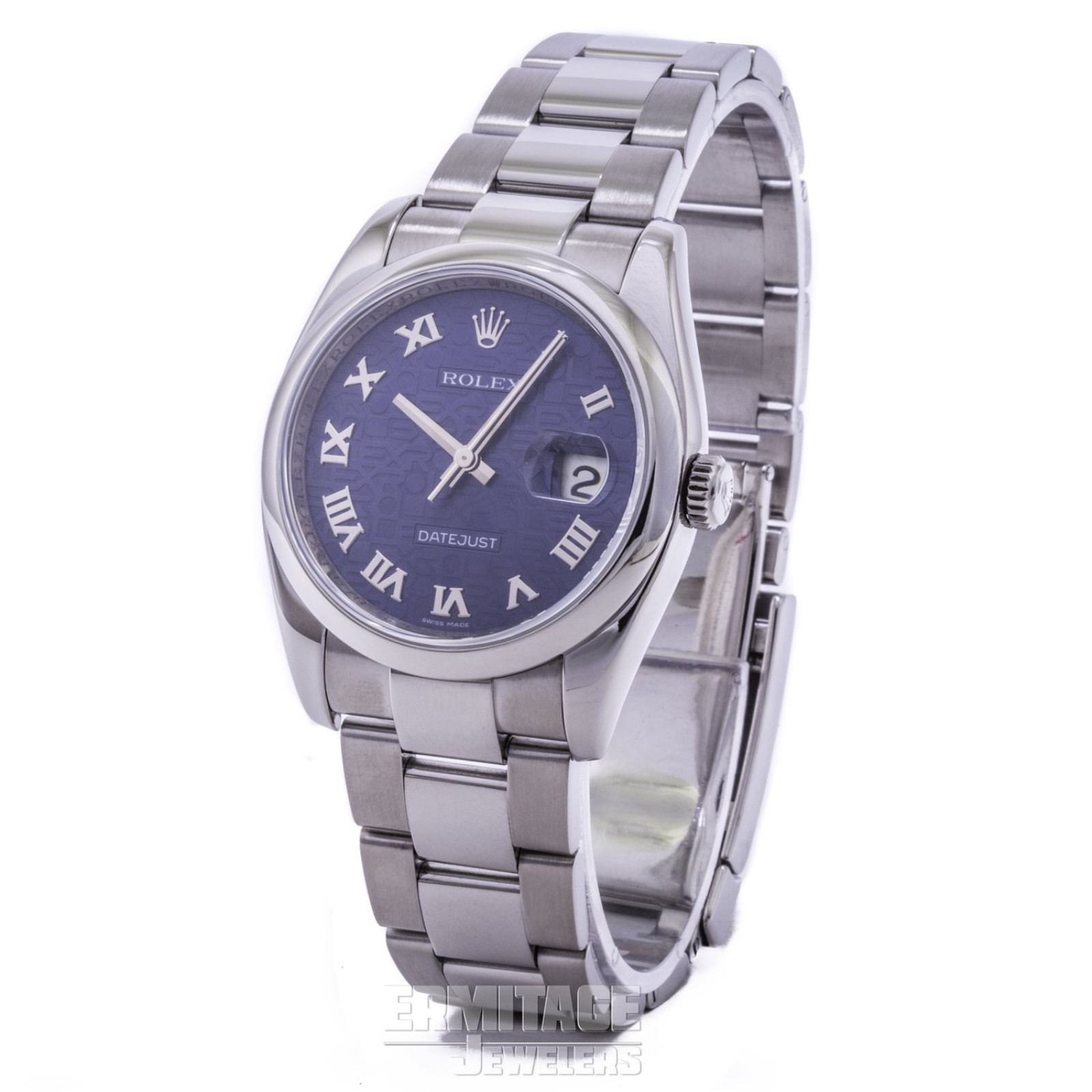 36 mm Rolex Datejust 116200 Steel on Oyster with Blue Jubilee Dial