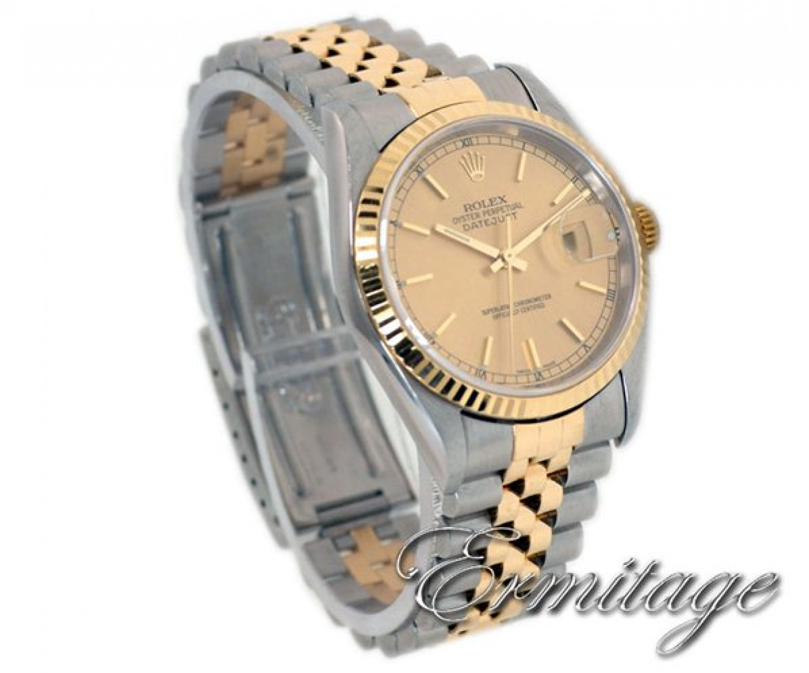 Rolex Datejust 16233 36 mm with Gold Index on Champagne