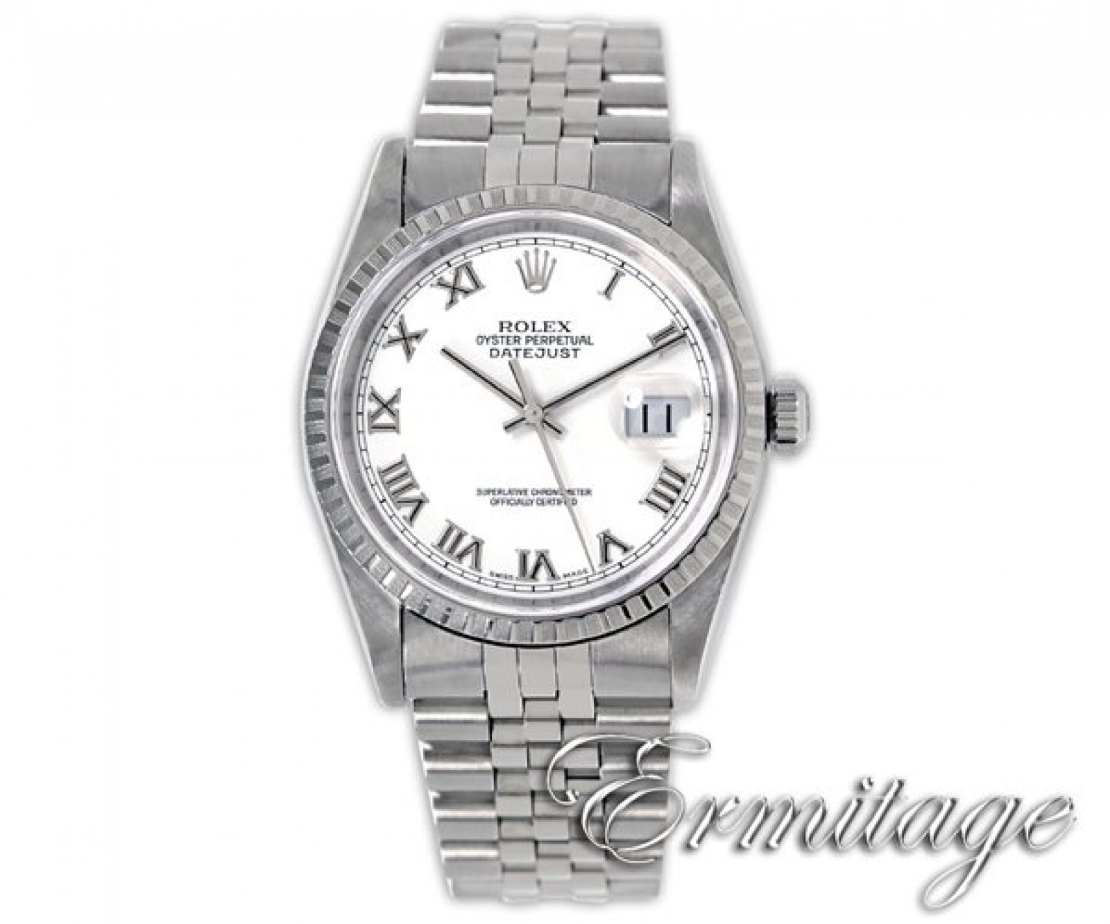 Rolex Datejust 16220 Steel with White Dial & Roman Markers
