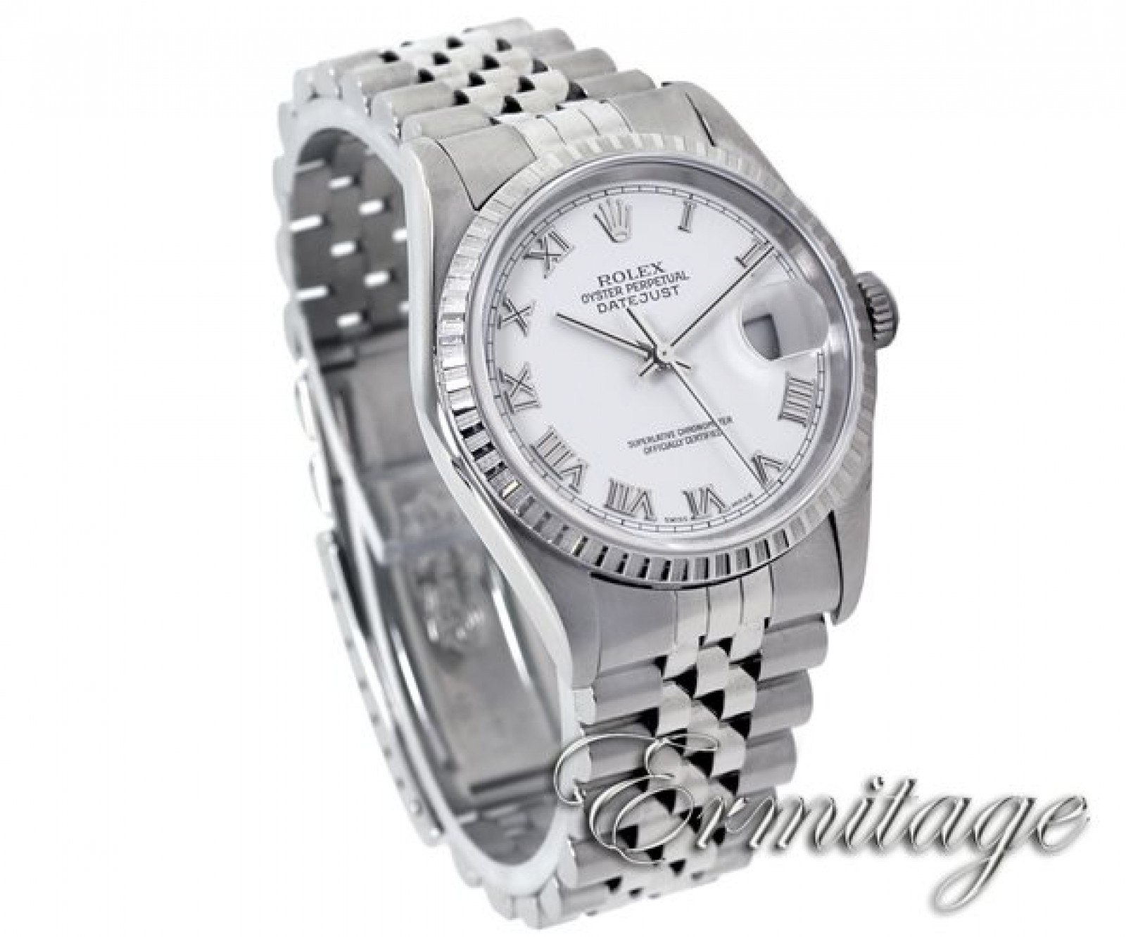 Rolex Datejust 16220 Steel with White Dial & Roman Markers