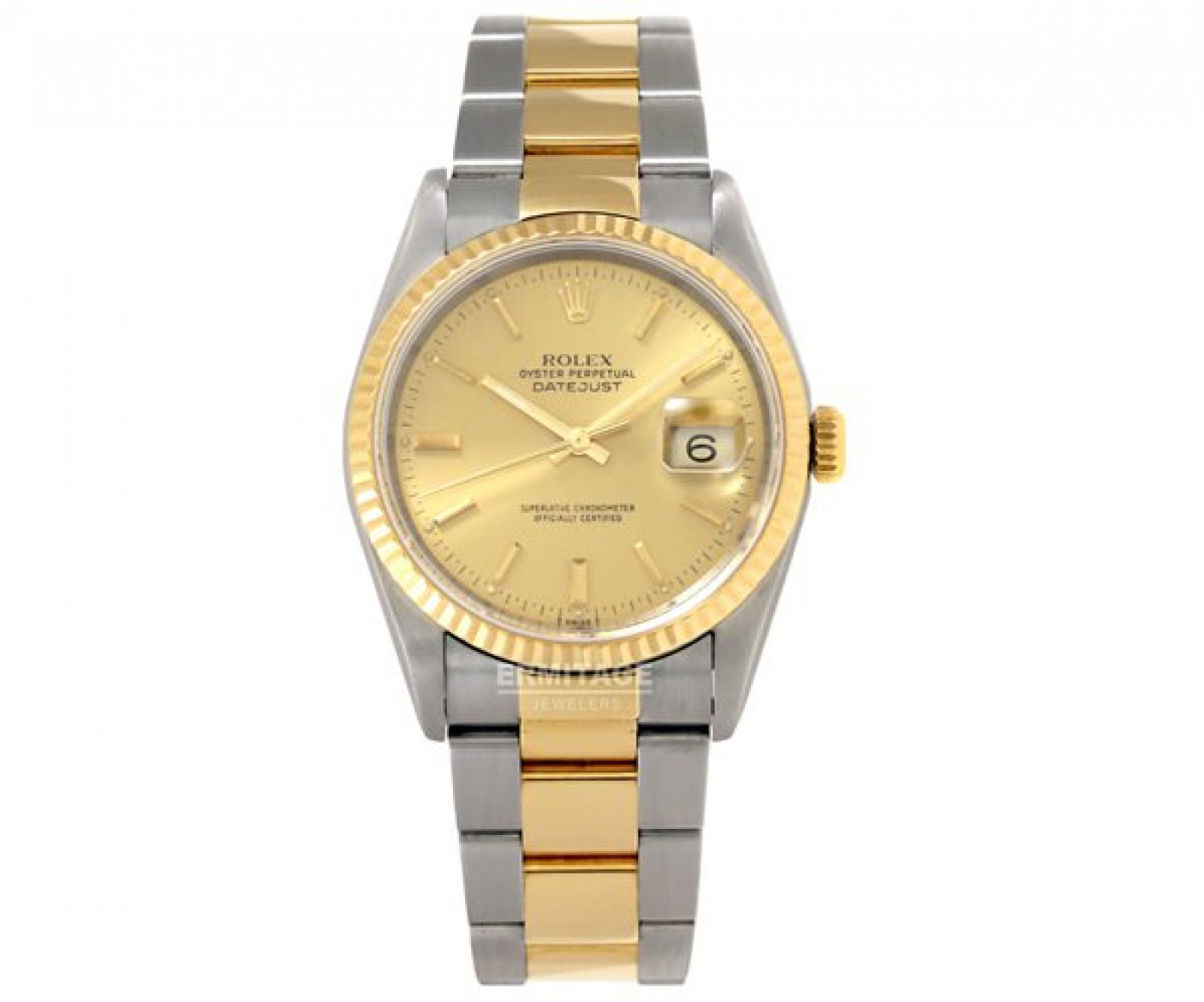 Rolex Datejust 16233 Gold & Steel with Brown Leather Strap