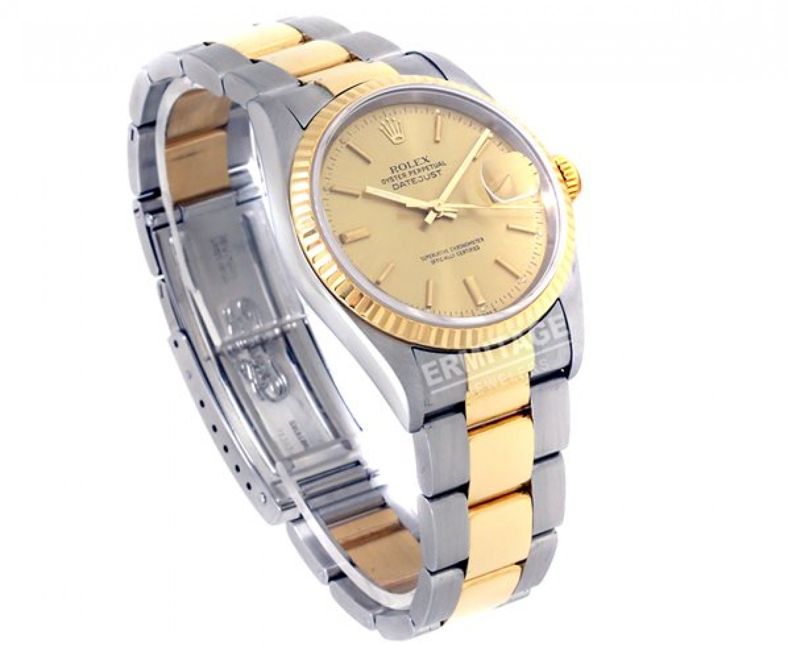Rolex Datejust 16233 Gold & Steel with Brown Leather Strap