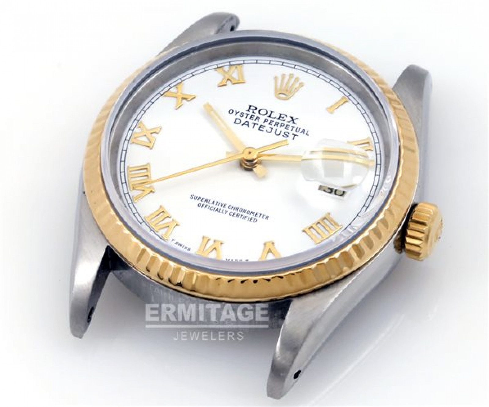 Rolex Datejust 16233 Gold & Steel with White Dial & Roman Markers