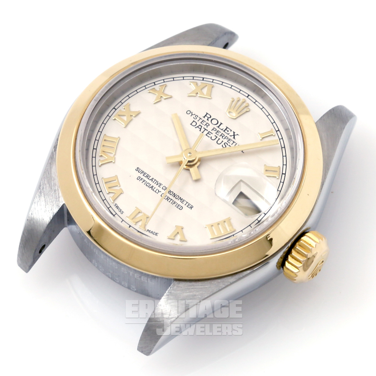 26 mm Rolex Datejust 79163 Gold & Steel on Oyster with Ivory Pyramid Dial