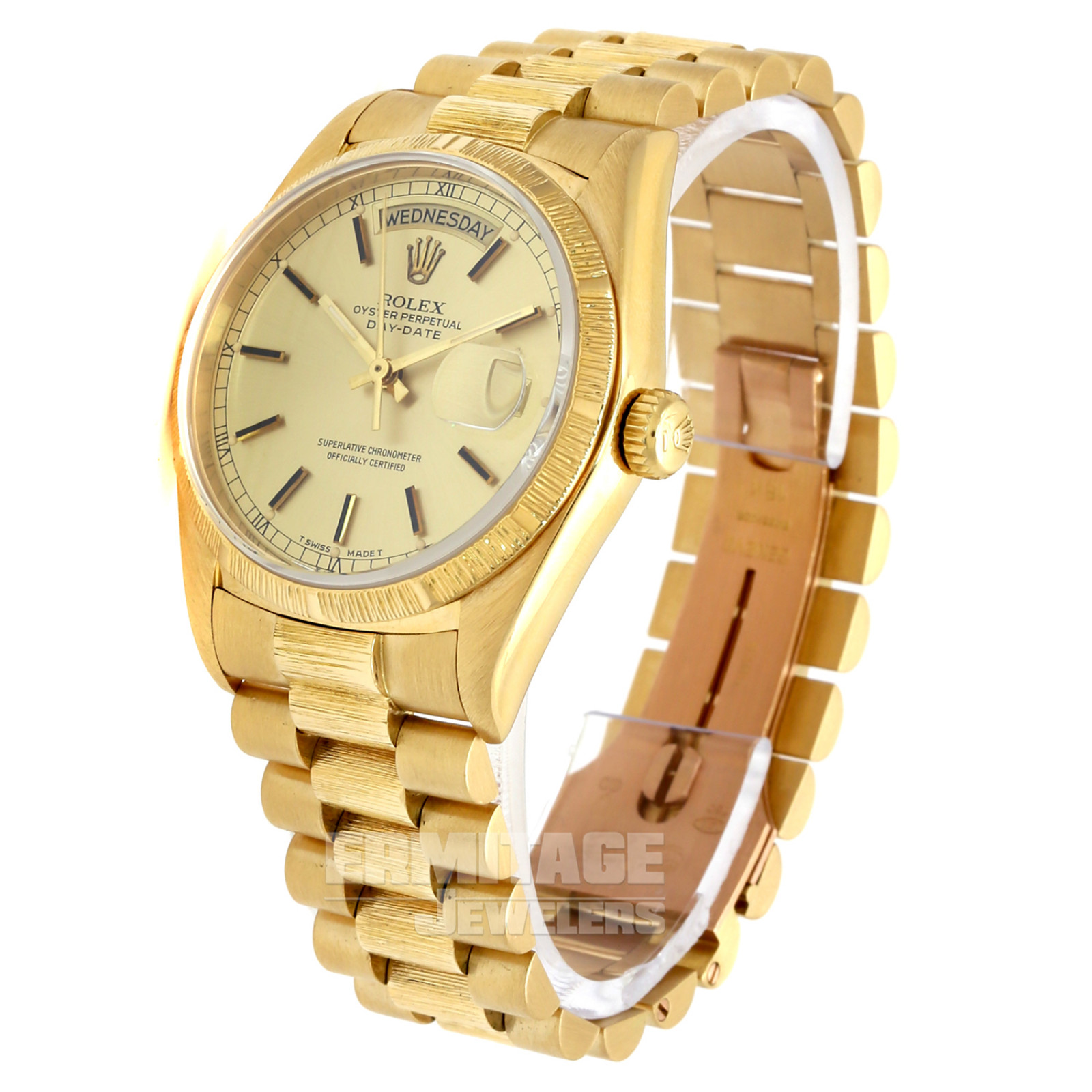 brug Bliv forvirret Sociale Studier Gold on President with Bark Finish Rolex Day-Date 18078 36 mm | Ermitage  Jewelers