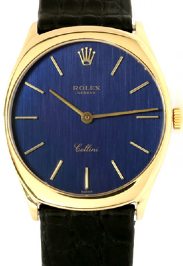 Rolex 4133 Yellow Gold on Strap Blue with Gold Index