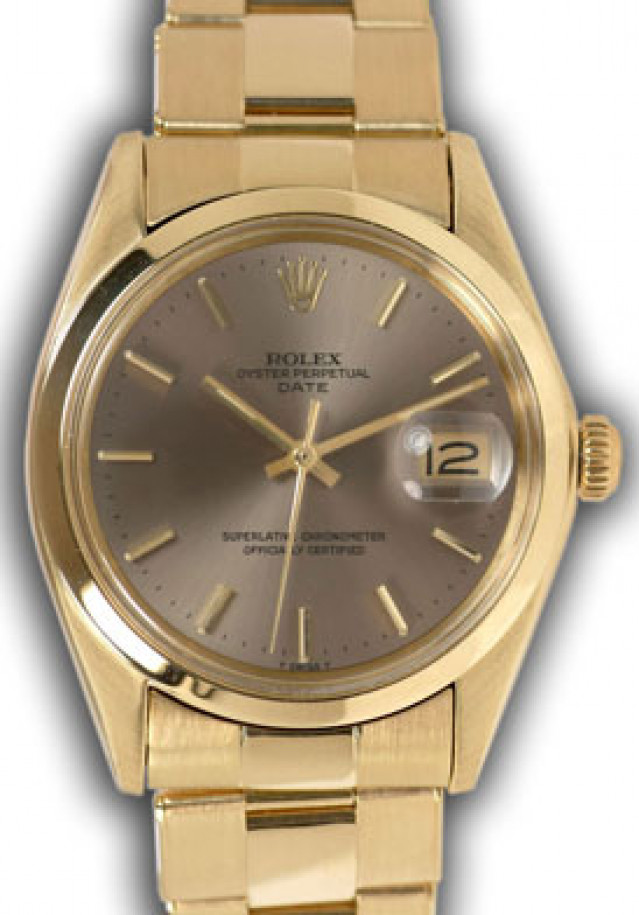 Rolex 1500 Yellow Gold on Oyster, Smooth Bezel Bronze with Gold Index