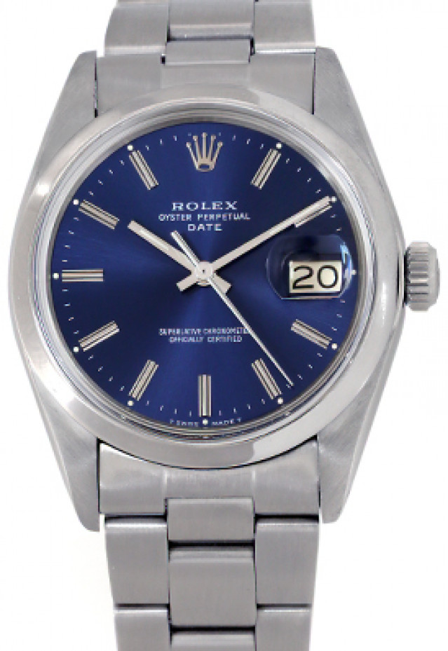 Rolex 1500 Steel on Oyster, Smooth Bezel Blue with Silver Index