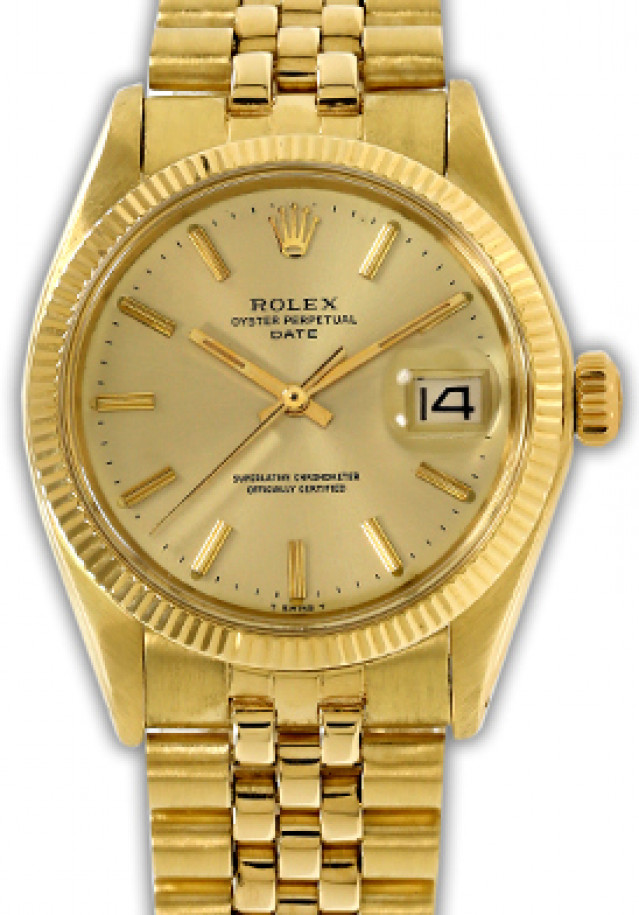 Rolex 1503 Yellow Gold on Jubilee, Fluted Bezel Champagne with Gold Index