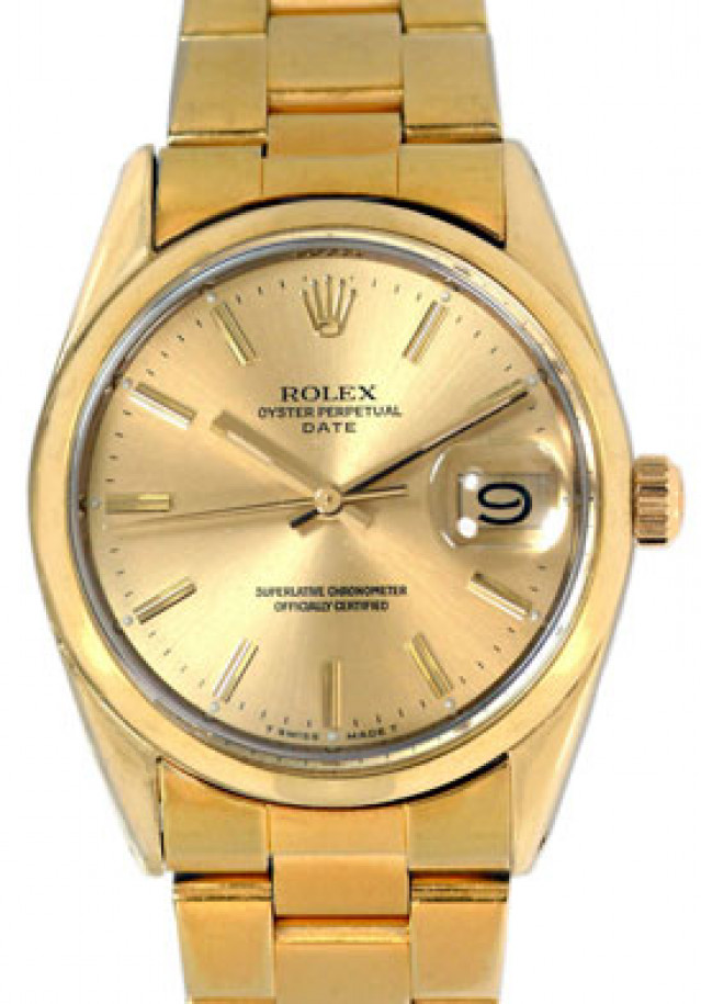 Rolex 1550 Yellow Gold on Oyster, Domed Bezel Champagne with Gold Index