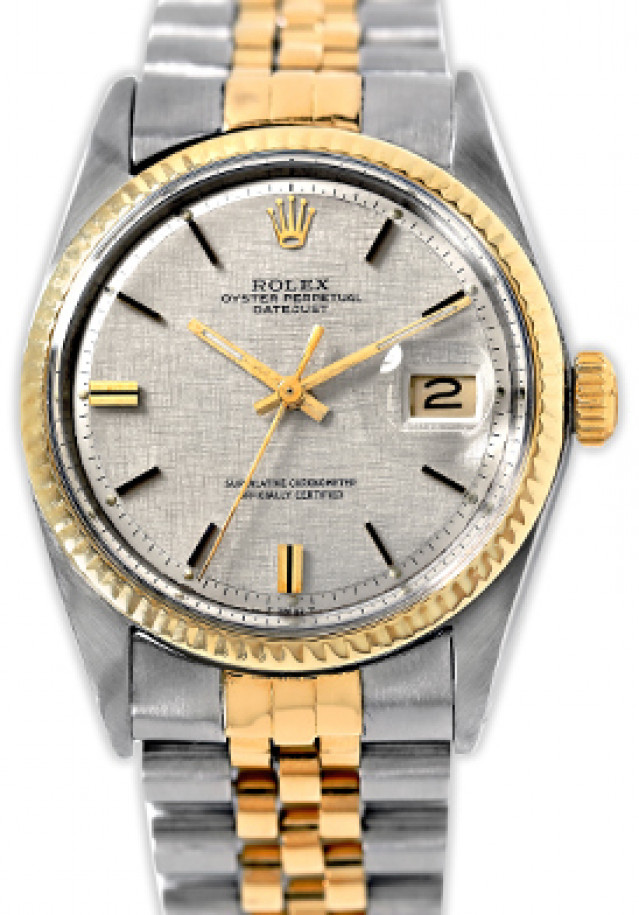Rolex 1601 Yellow Gold & Steel on Jubilee, Fluted Bezel Steel Texture with Gold Index