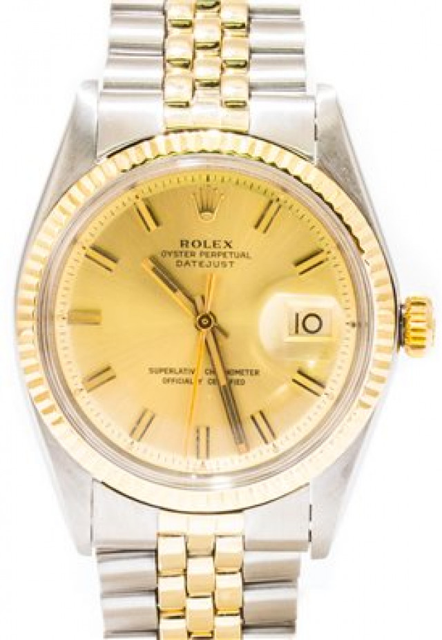 Rolex 1601 Yellow Gold & Steel on Jubilee, Fluted Bezel Champagne with Gold Index