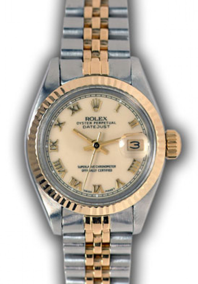 Rolex 6917 Yellow Gold & Steel on Jubilee, Fluted Bezel Ivory with Gold Roman
