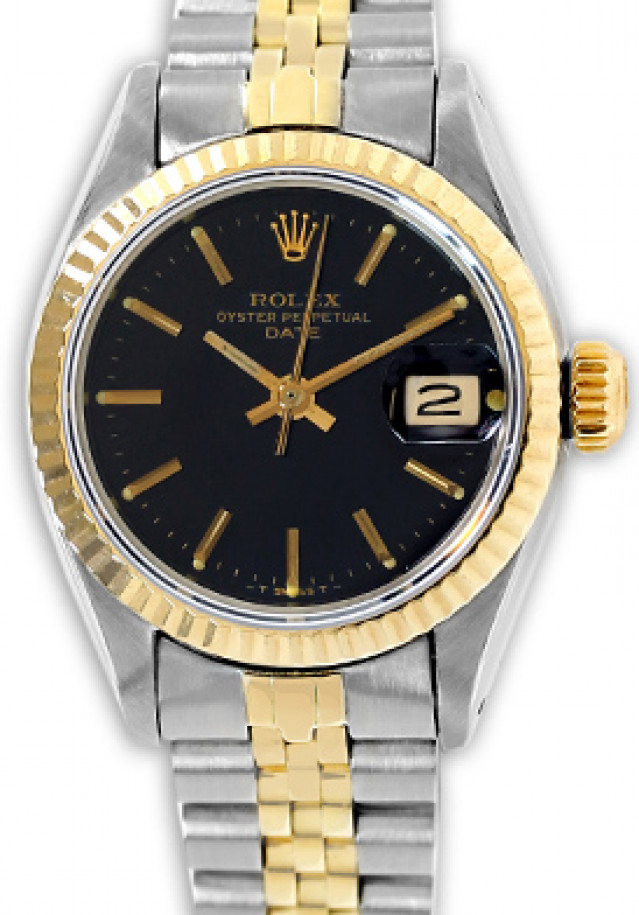 Rolex 6917 Yellow Gold & Steel on Jubilee, Fluted Bezel Black with Gold Index