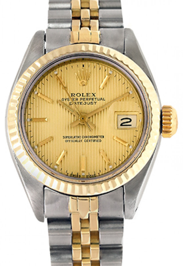 Rolex 6917 Yellow Gold & Steel on Jubilee, Fluted Bezel Champagne Tapestry with Gold Index