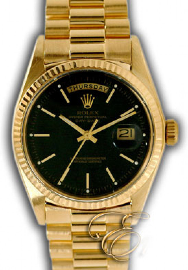 Vintage Rolex Day-Date 1803 Gold Black with Black Dial