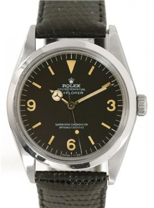 Rolex 1016 Steel on Strap, Smooth Bezel Black with Luminous Index & Silver Arabic 3-6-9