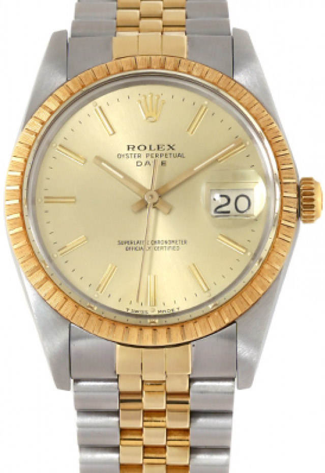 Rolex 15053 Yellow Gold & Steel on Jubilee, Finely Engine Turned Bezel Champagne with Gold Index
